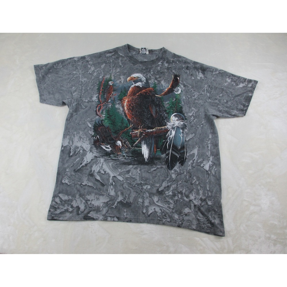VINTAGE Ragtops Shirt Mens Extra Large Gray American Bald Eagle Tie Dye Cotton* - Picture 2 of 14